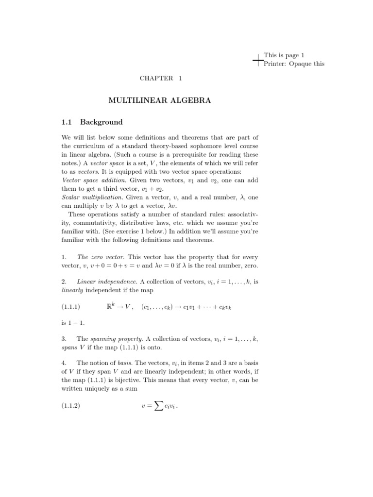 Multilinear Algebra - MIT | PDF | Vector Space | Linear Map