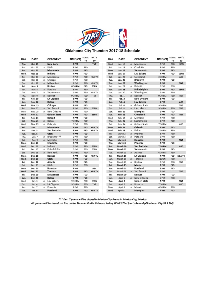 2017 18 FINAL Broadcast Schedule | PDF | Los Angeles Lakers | National ...