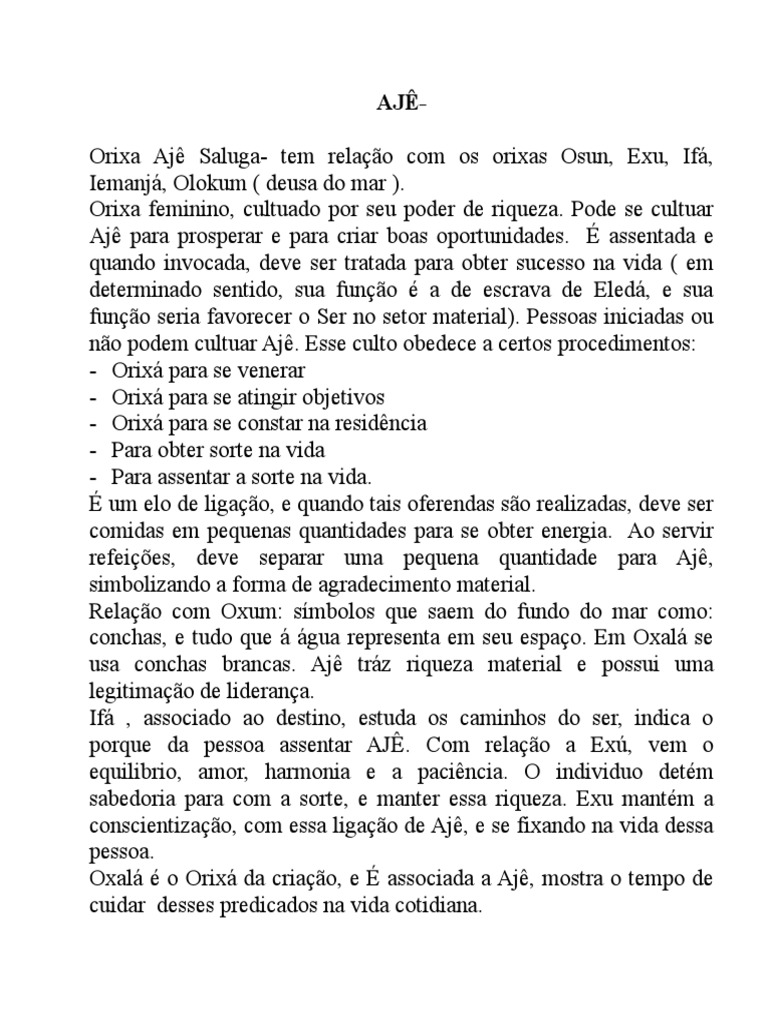 Ajê: Orixá da Prosperidade e Sorte | PDF | Religião e crença