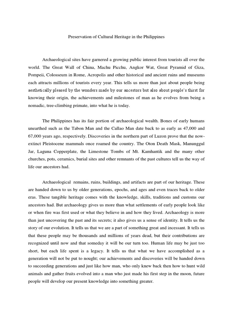Preserving Cultural Heritage in the Philippines | PDF | Archaeology ...