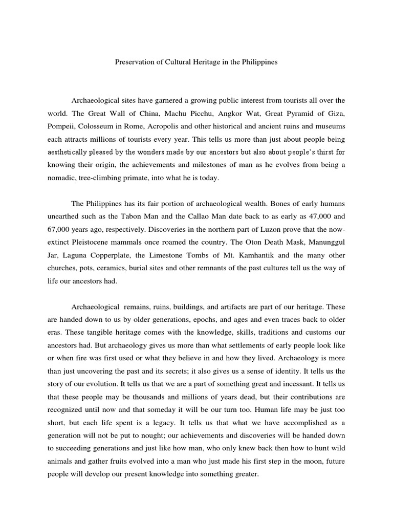 cultural heritage in the philippines essay