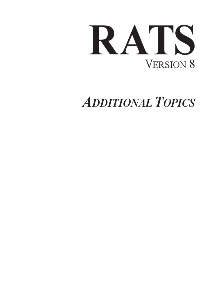 RATS 8 Additional Topics | PDF | Regression Analysis | Command Line ...