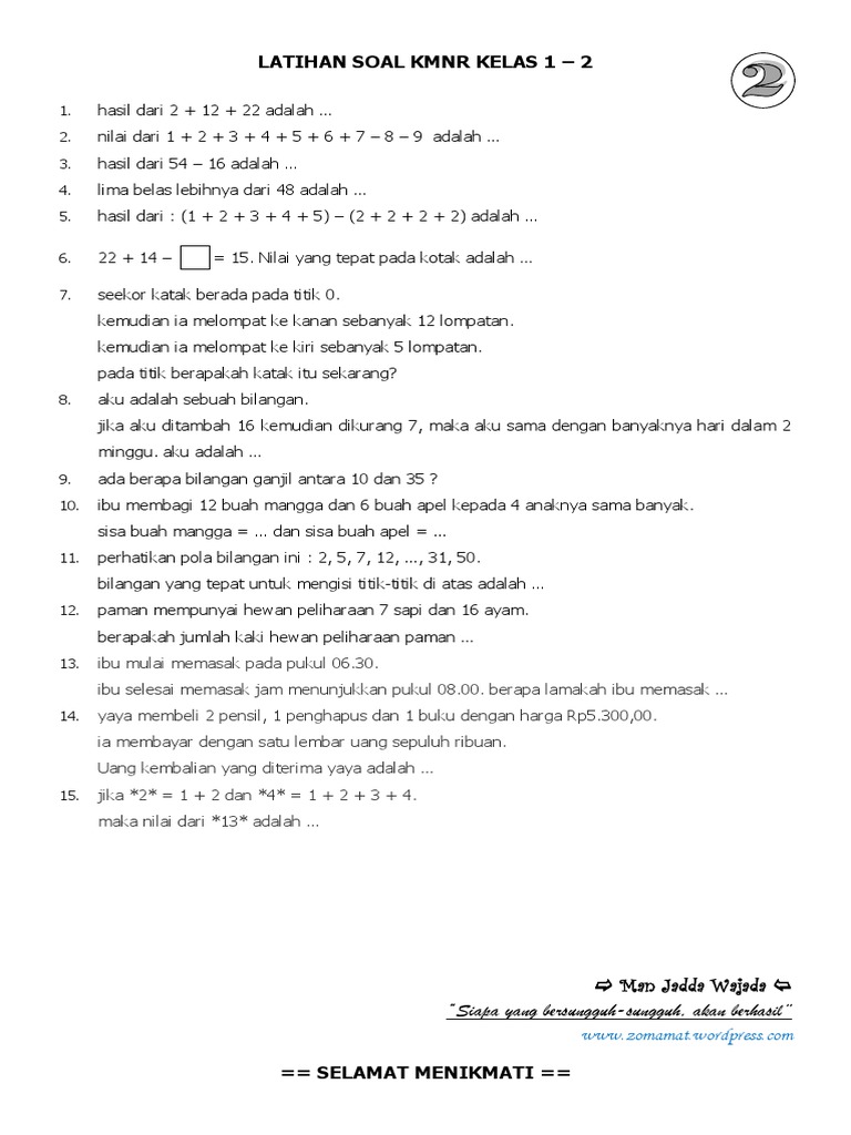 Kumpulan Soal Babak Final Kmnr Ke 12 Kelas 9