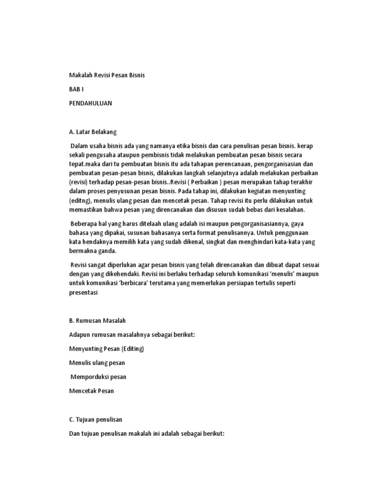 Makalah Revisi Pesan Bisnis