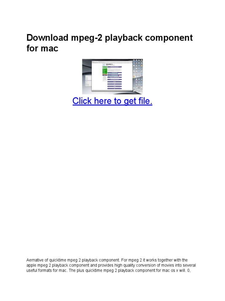 Mpeg 2 Playback Component Mac