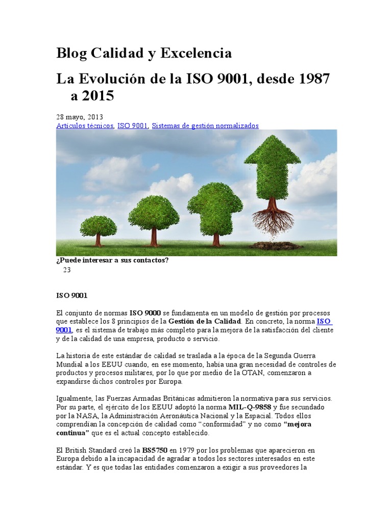 Evolución de la norma ISO 9001 1987-2015 | PDF | Gestión de la calidad ...