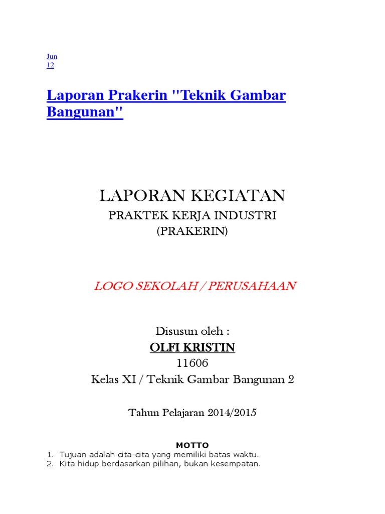 Contoh Laporan Prakerin Teknik Gambar