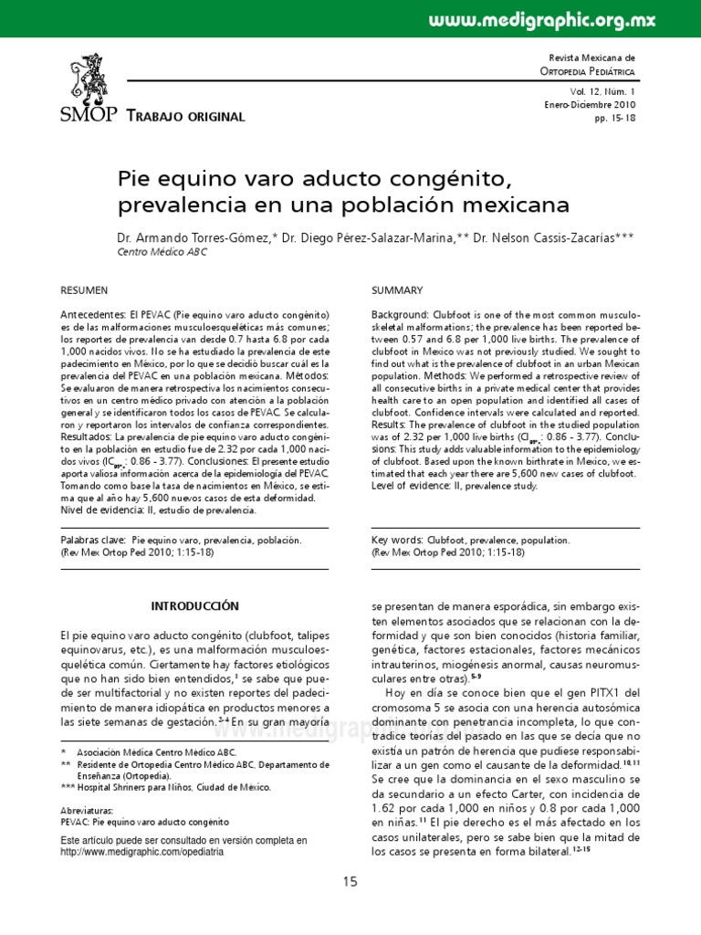 Pie Equino Varo Aducto Congénito PDF PDF Genética Bienestar