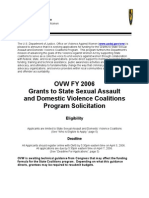 OVW FY 2006 Grants To State Sexual Assault and Domestic Violence Coalitions Program Solicitation