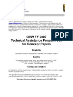 OVW FY 2007 Technical Assistance Program Call For Concept Papers