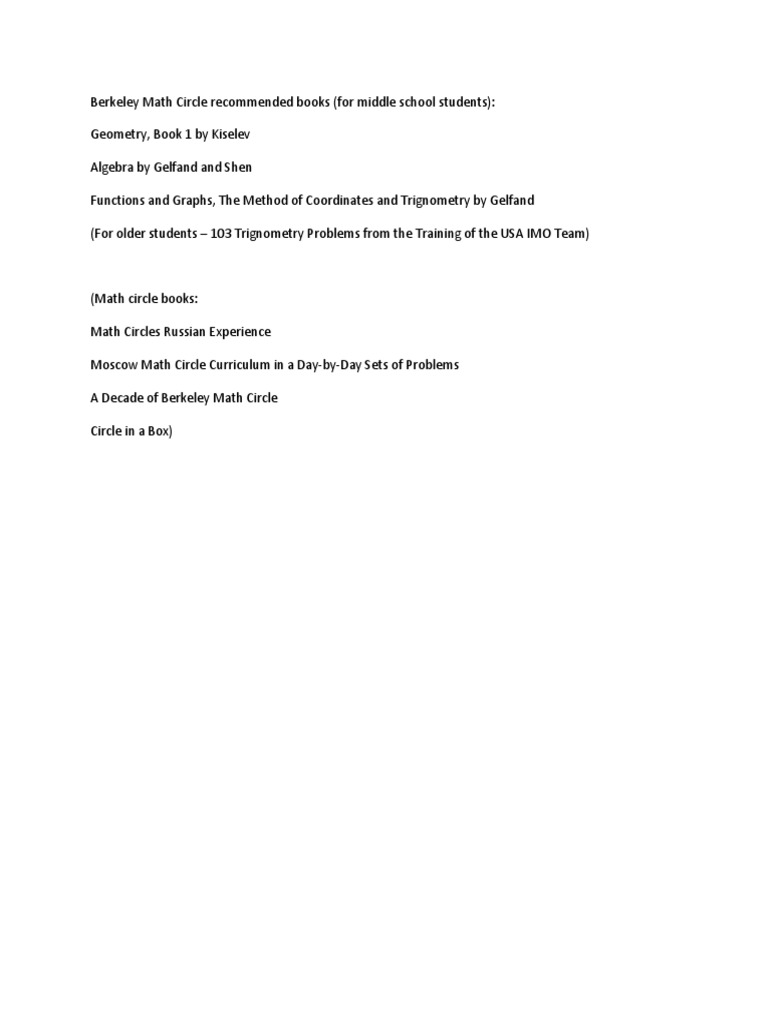 Recommended Math Books for Circles | PDF | Science & Mathematics