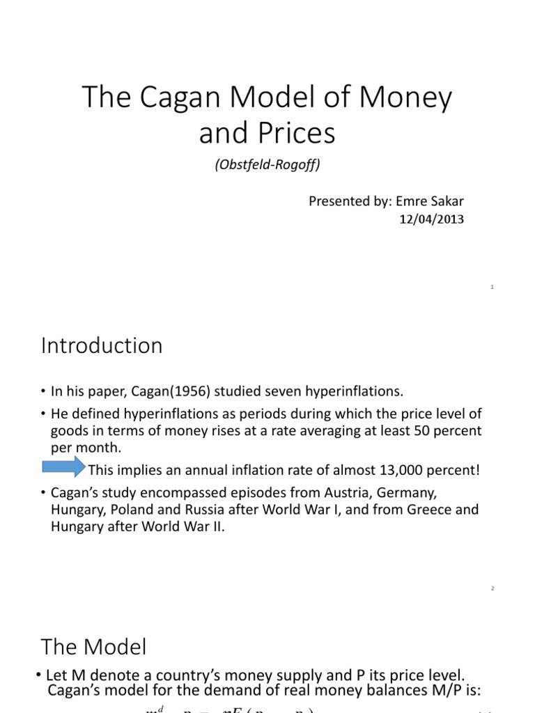 Cagan's Hyperinflation Model Explained | PDF | Demand For Money | Inflation