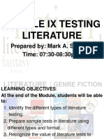 Module IX Testing Literature