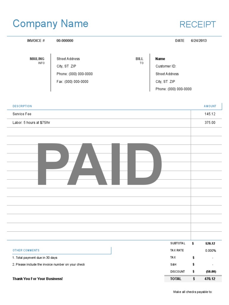 simple receipt receipt invoice