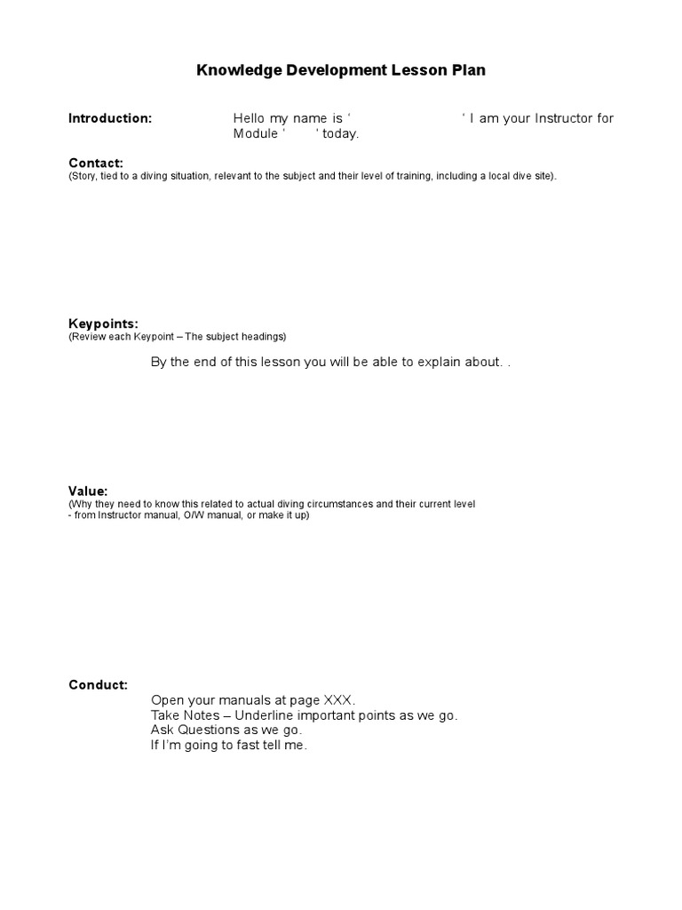 Knowledge Development Lesson Plan | PDF