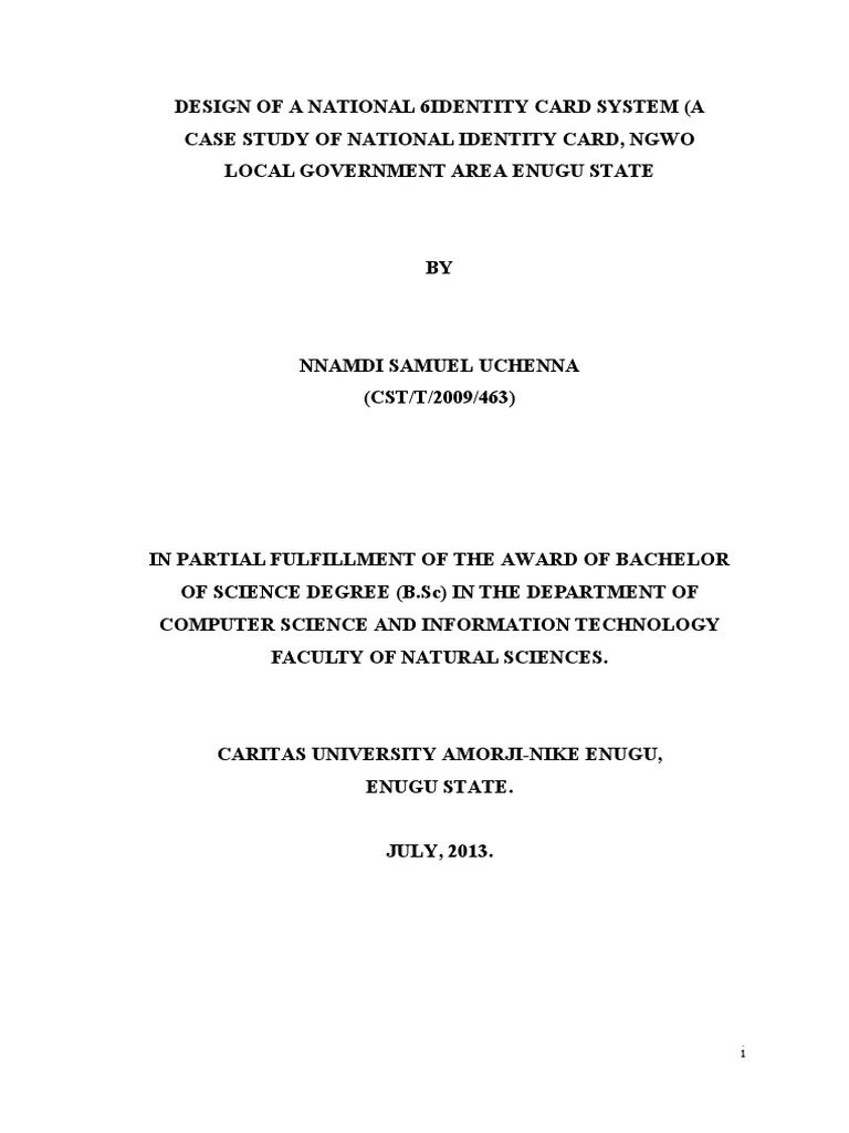 National Identity Card System Design | PDF | Identity Document ...