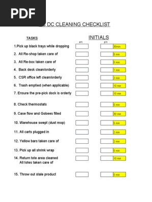Cleaning Checklist