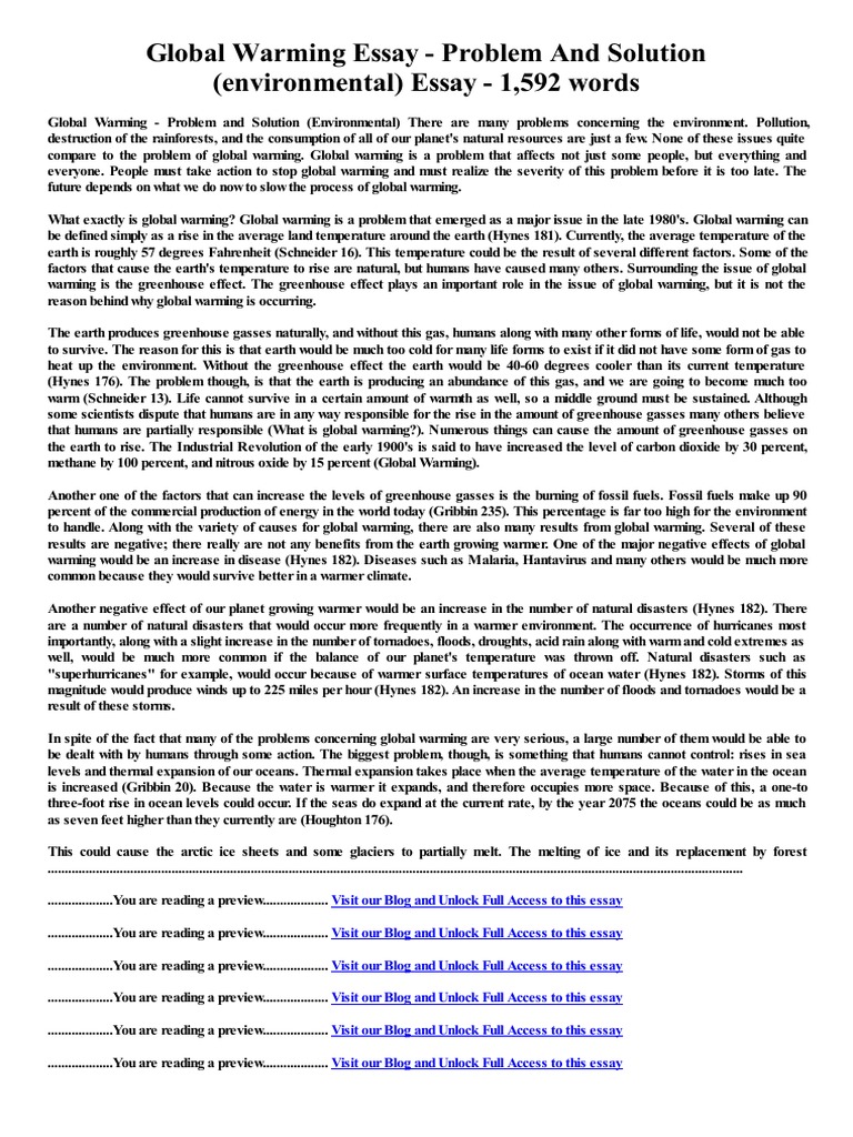 solution to global warming essay