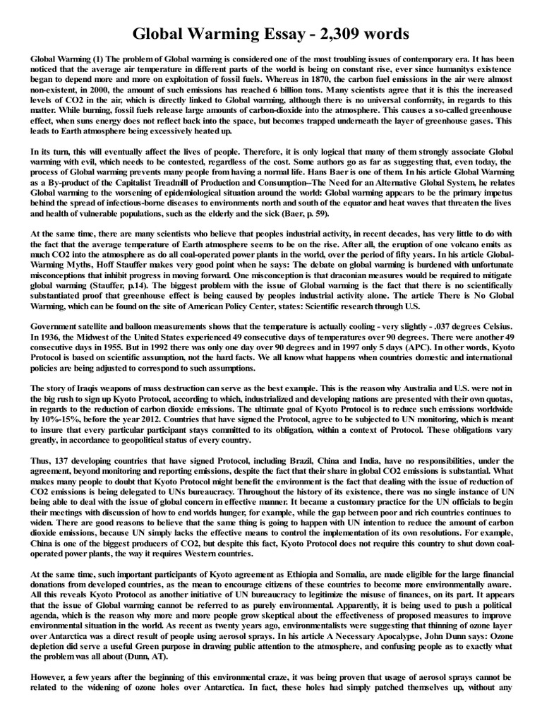 Global Warming Essay 2309 Words Pdf Global Warming Atmosphere Of Earth