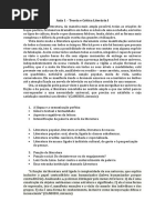 Teoria e Crítica Literaria I - Aula 1