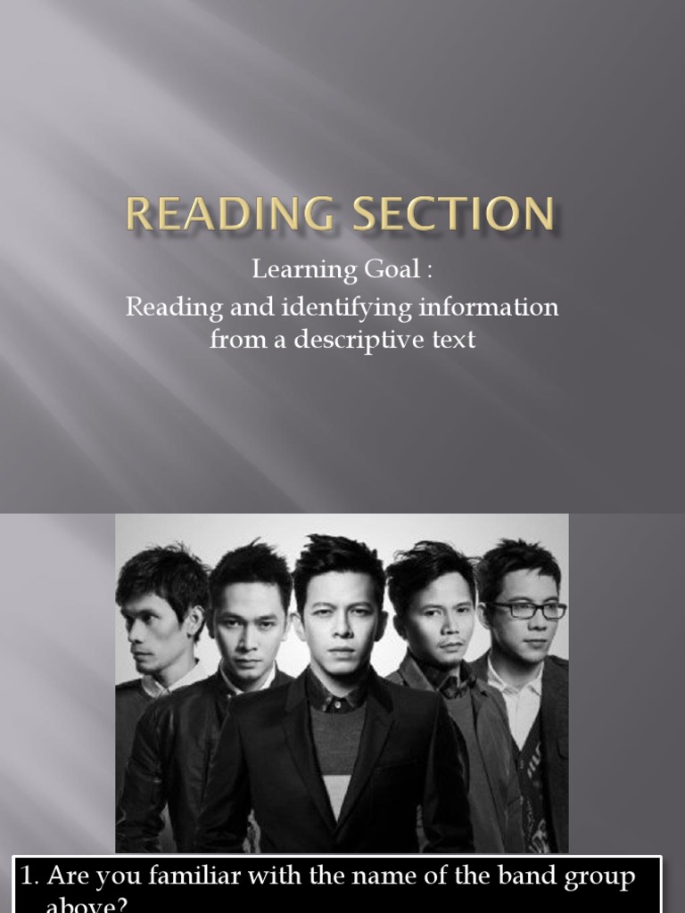 Learning Goal: Reading and Identifying Information From A Descriptive ...