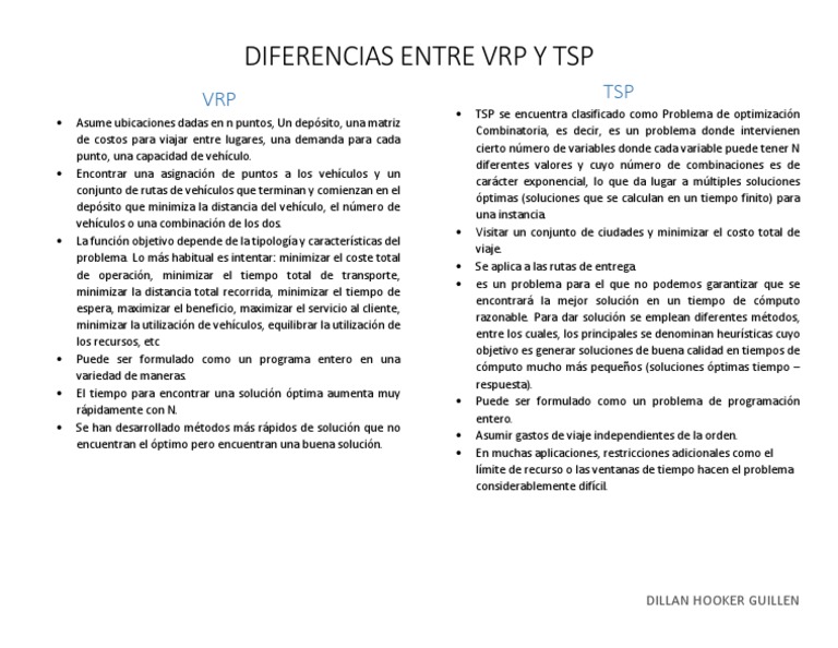 Comparativa entre VRP y TSP | PDF | Enseñanza de matemática | Áreas de ...