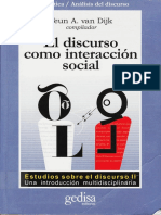 Van Dijk Teun a El Discurso Como Interaccion Social Estudios Del Discurso Introduccion Multidisciplinaria Vol 2