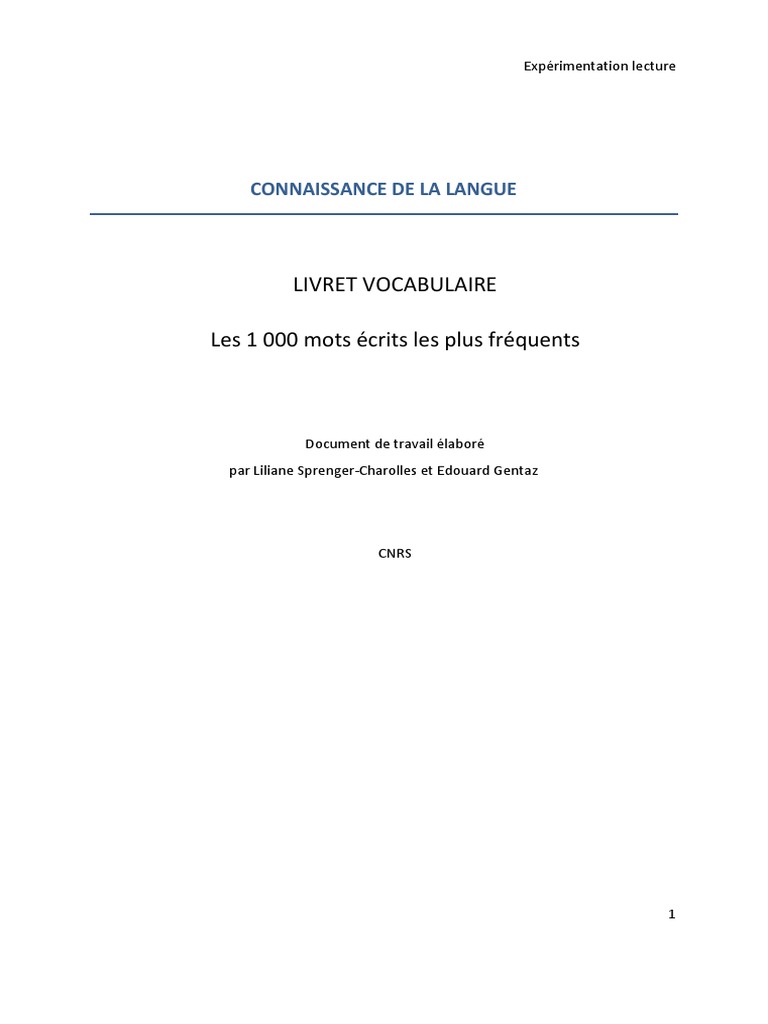 Pages De Garde Cahier De Français2018 2019 Cp Ce1 Livre T Vocabulaire 1000 Mots | PDF | Lecture (Processus)