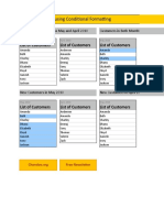 Compare 2 Lists Using Conditional Formatting: List of Customers List of Customers List of Customers