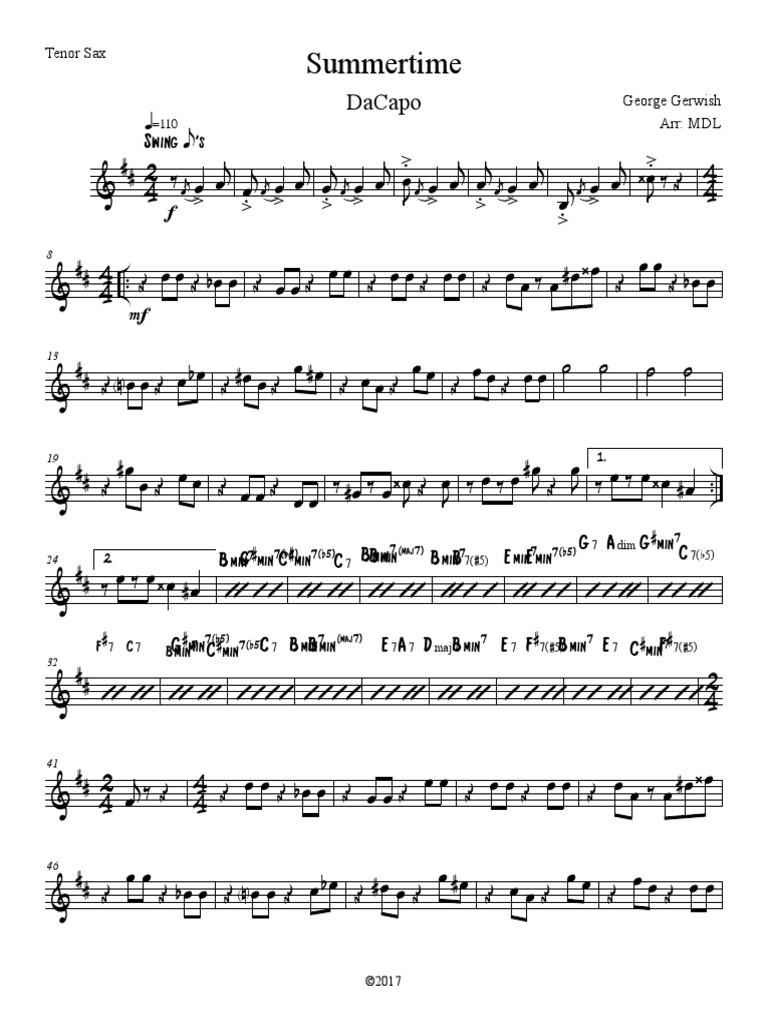 Summertime - Tenor Sax | PDF