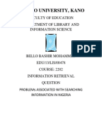 Bayero University, Kano: Faculty of Education Department of Library and Information Science