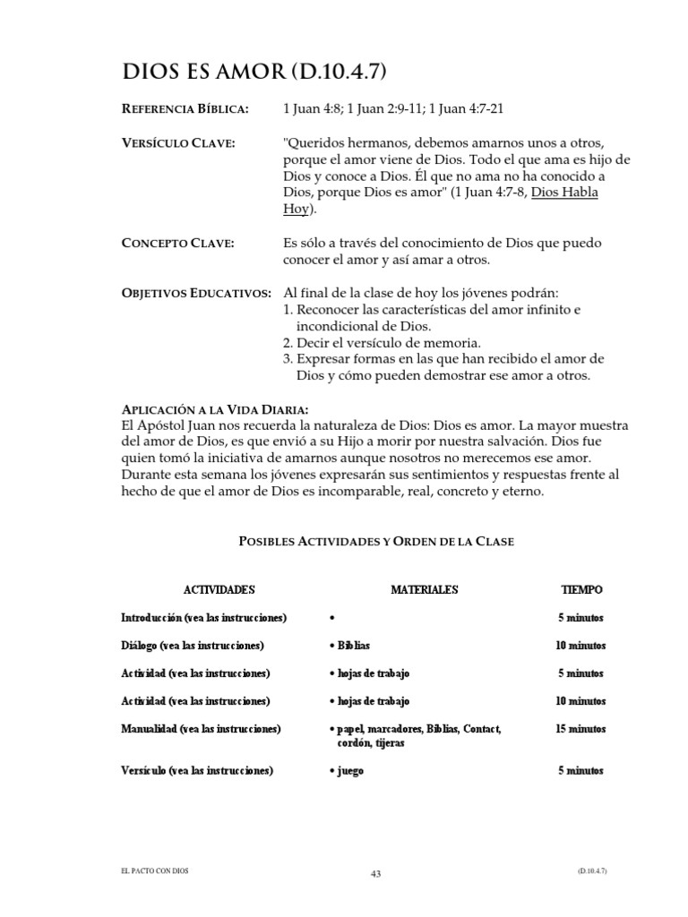 Actividades sobre el Amor de Dios para Niños | PDF | Primera epístola ...