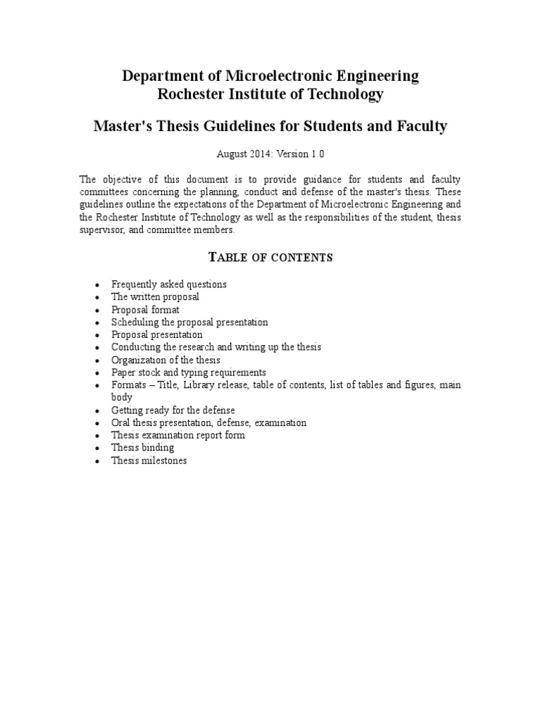 RIT Microelectronic MS Thesis Guidelines | PDF | Thesis | Data Analysis