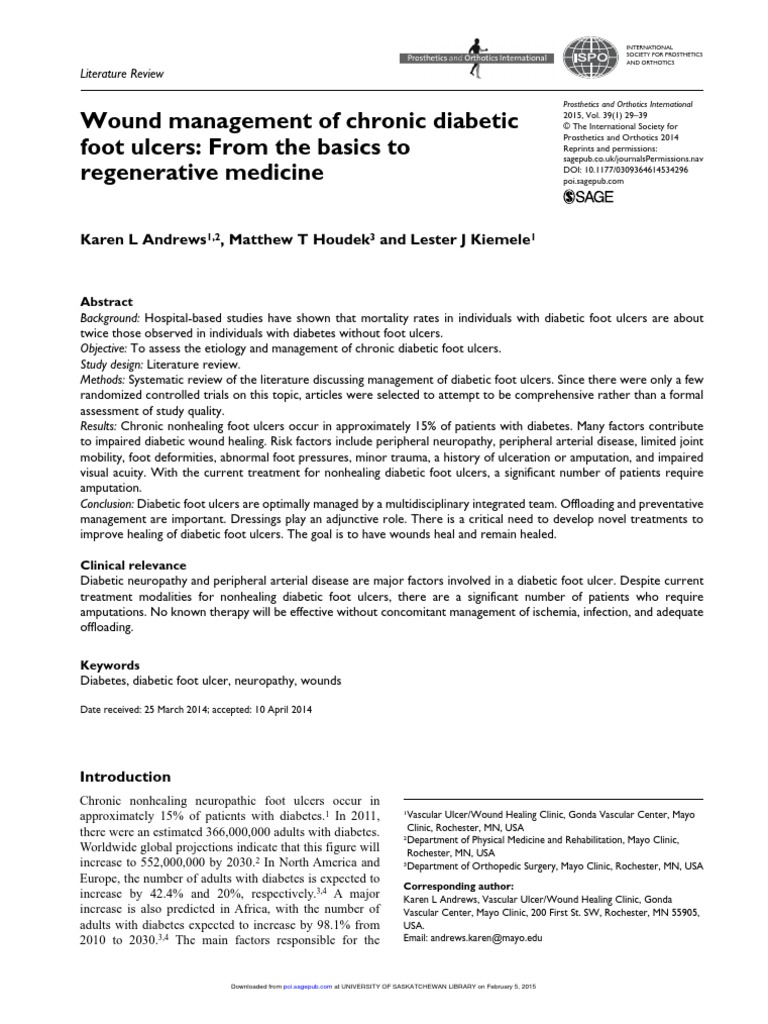Wound Management of Chronic Diabetic Foot Ulcers - From The Basics To ...