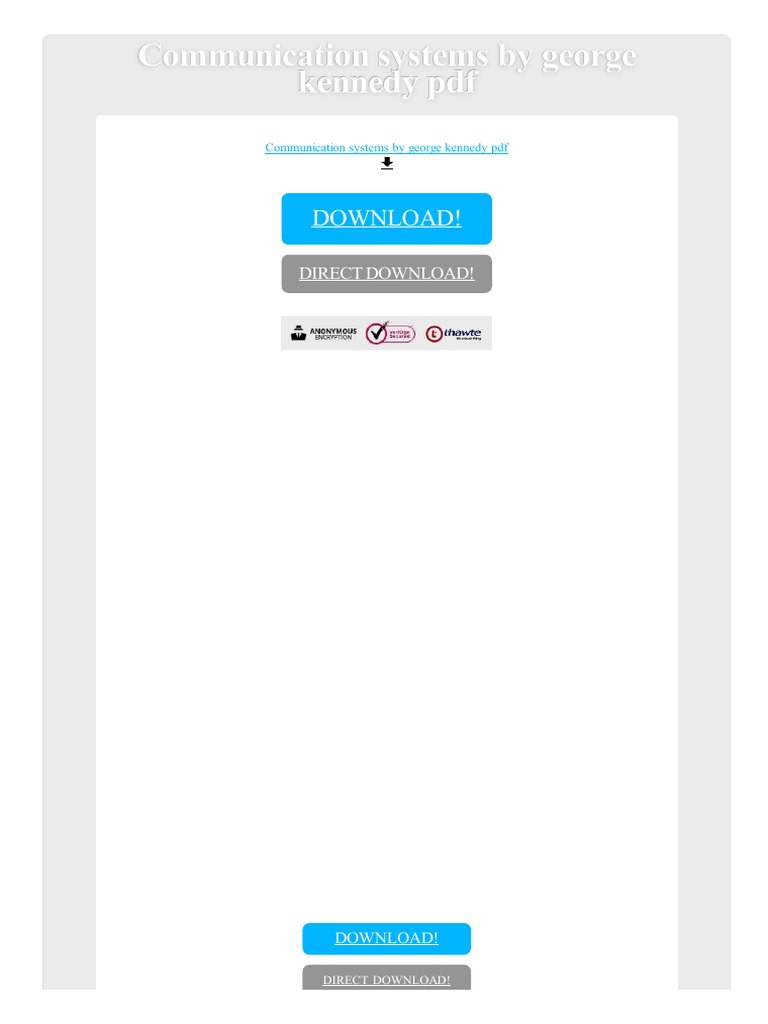 Communication Systems by Kennedy PDF PDF