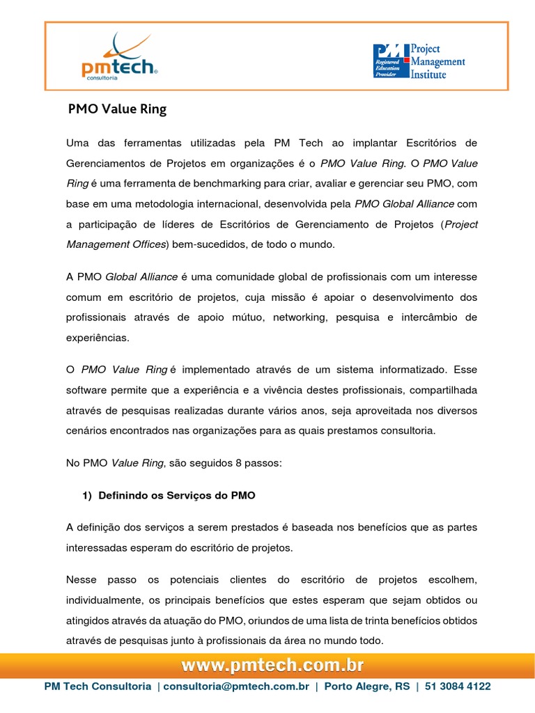 PMO Value Ring | PDF | Consultor | Avaliação comparativa