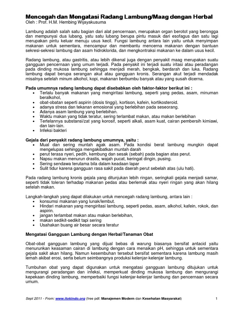 Mencegah Dan Mengatasi Maag Dengan Herbal Hembing 1 Pdf