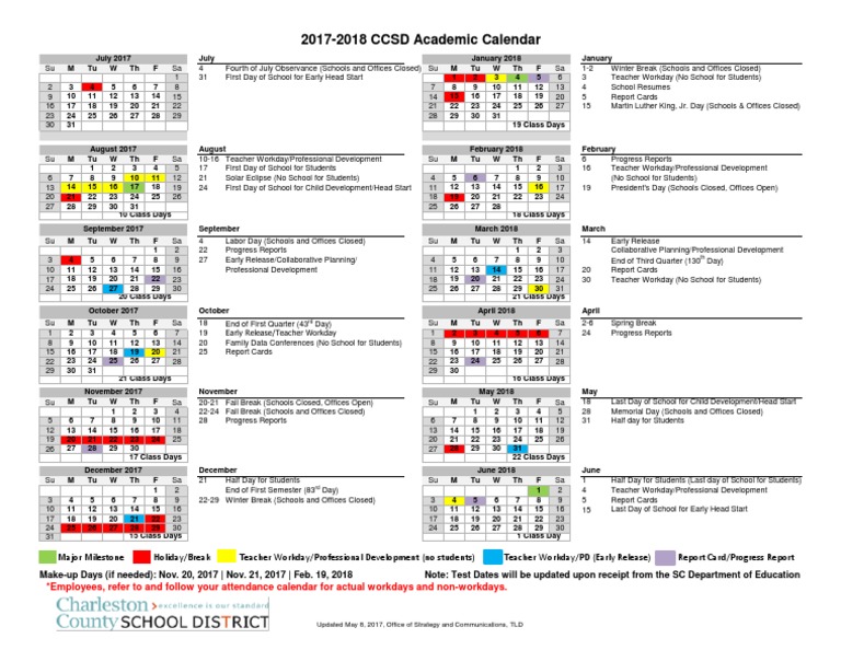 2017 2018academiccalendar | PDF | Students | Further Education