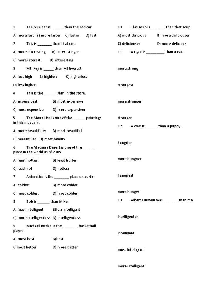 Test Comparatives | PDF | Food And Drink | Foods