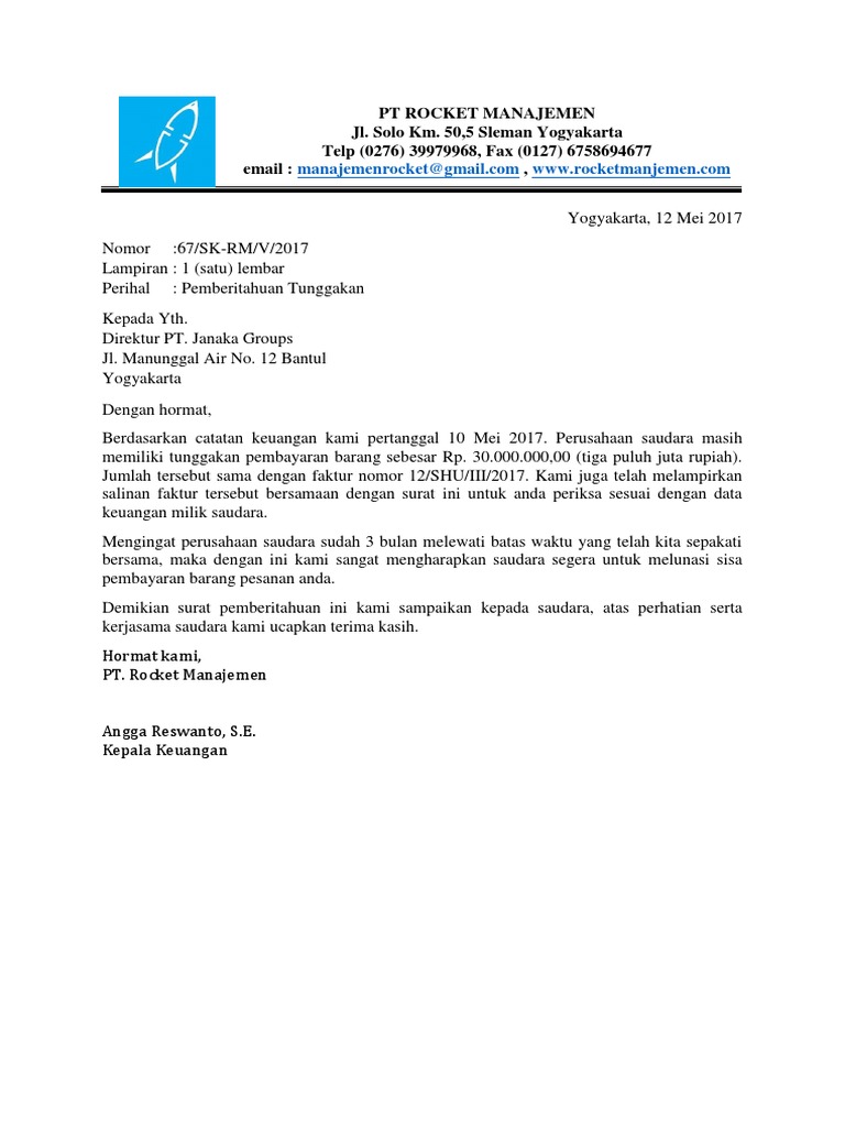 Contoh Surat Tagihan Pembayaran