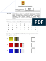 Prueba de Matemáticas Cuarto Básico sobre Fracciones Impropias