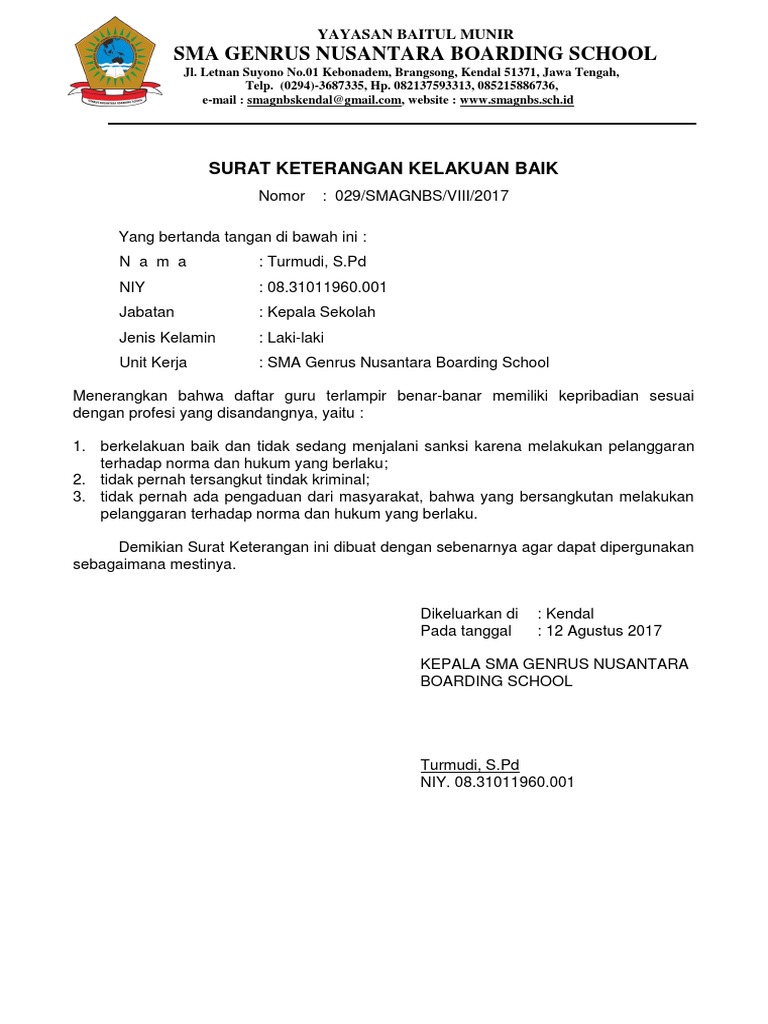 Surat Keterangan Tidak Tersangkut Tindak Kriminal | PDF