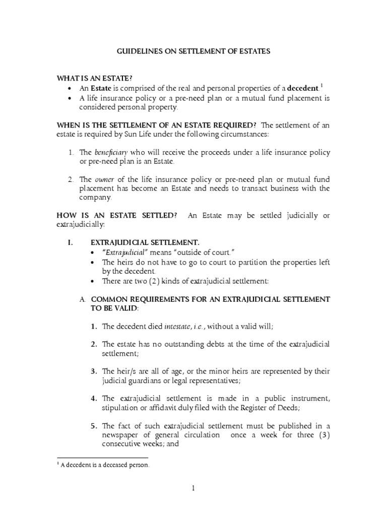 Guidelines On Settlement of Estates 2016 PDF PDF