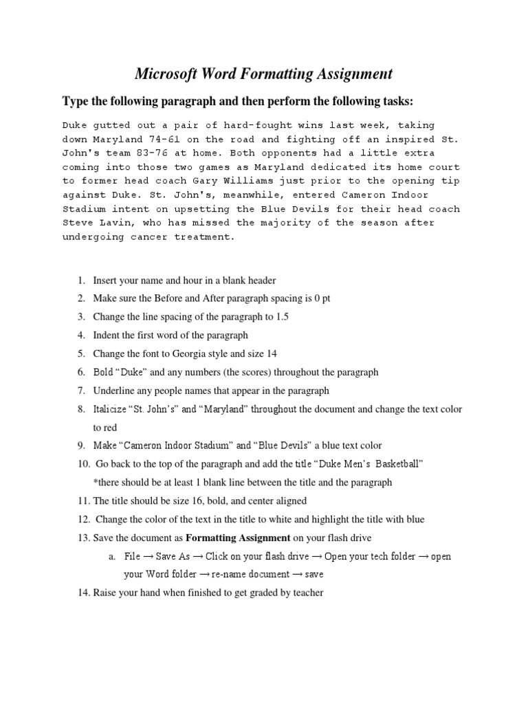 assignment for ms word pdf