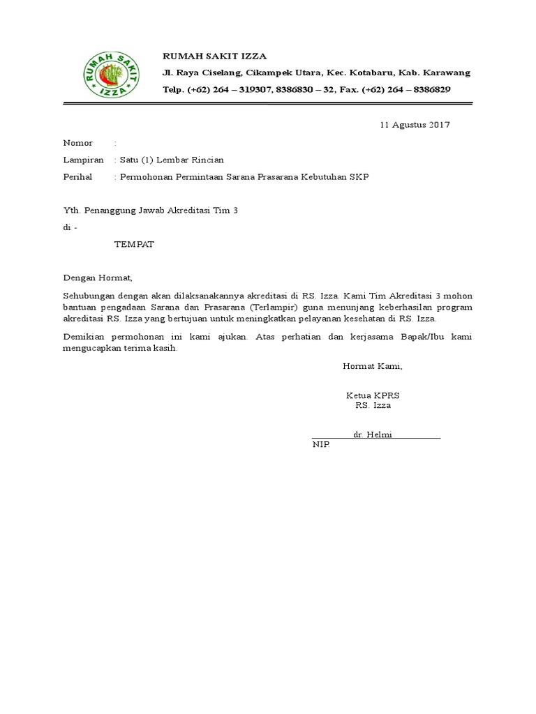 Contoh Surat Permohonan Lesen Tadika