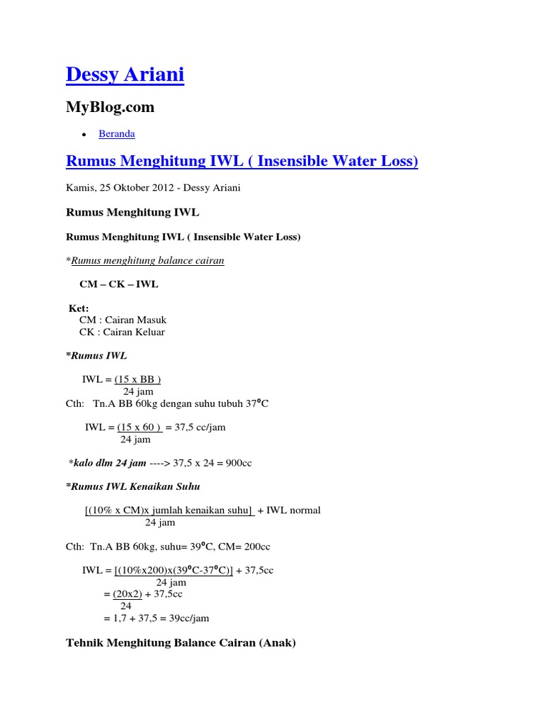 Cara Menghitung Balance Cairan