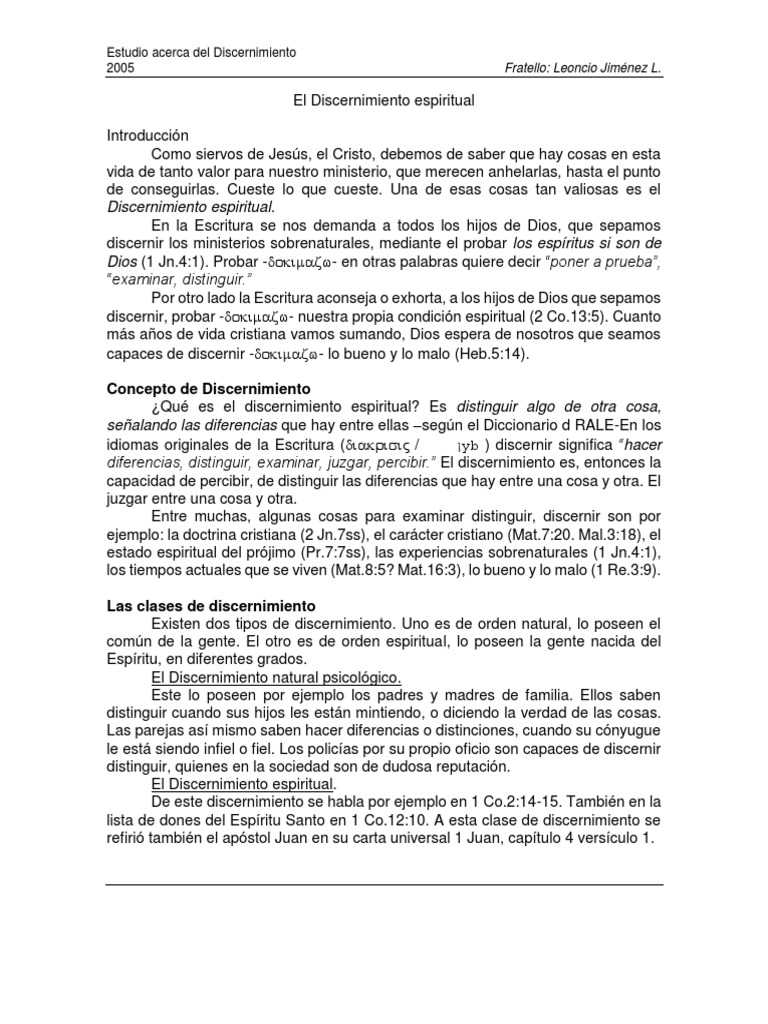 Discernimiento Espiritual en el Cristianismo | PDF | Salvación | Espíritu