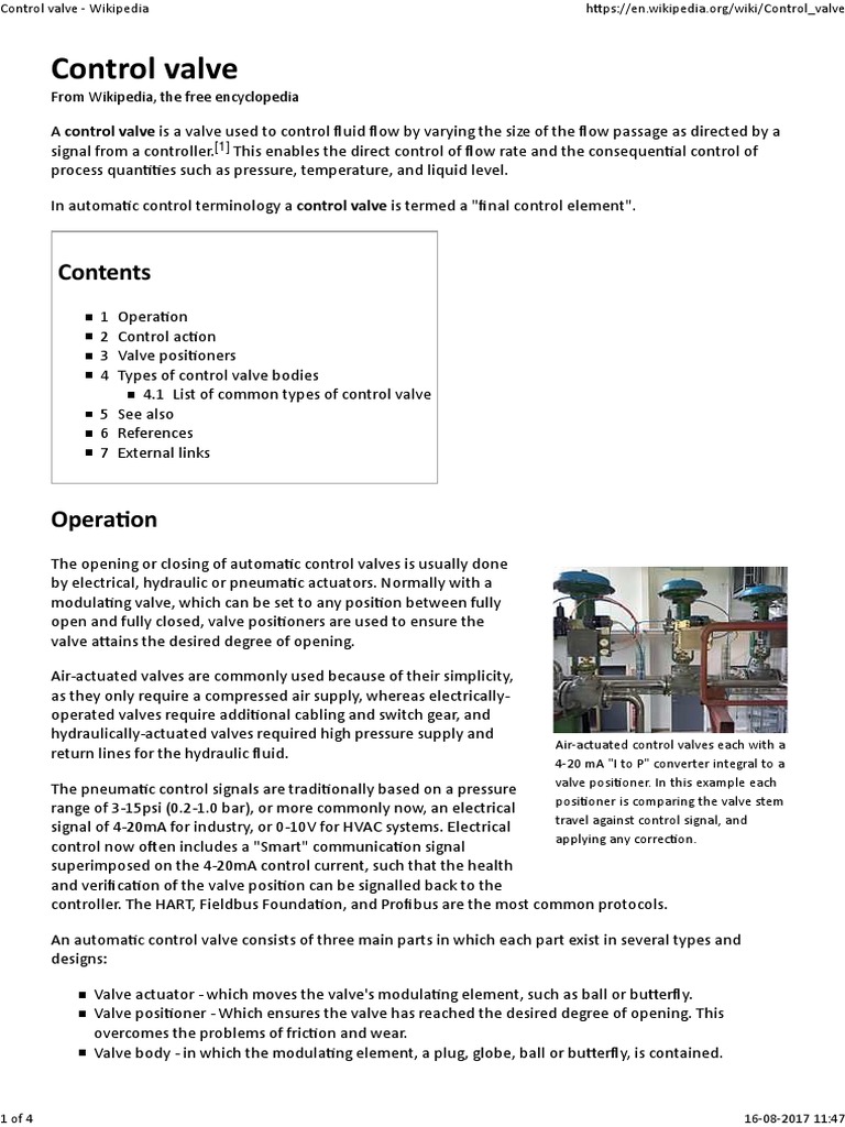 Control Valve Wikipedia PDF Valve Chemical Engineering