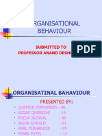 Organisational Behaviour: Submitted To Professor Anand Deshpande