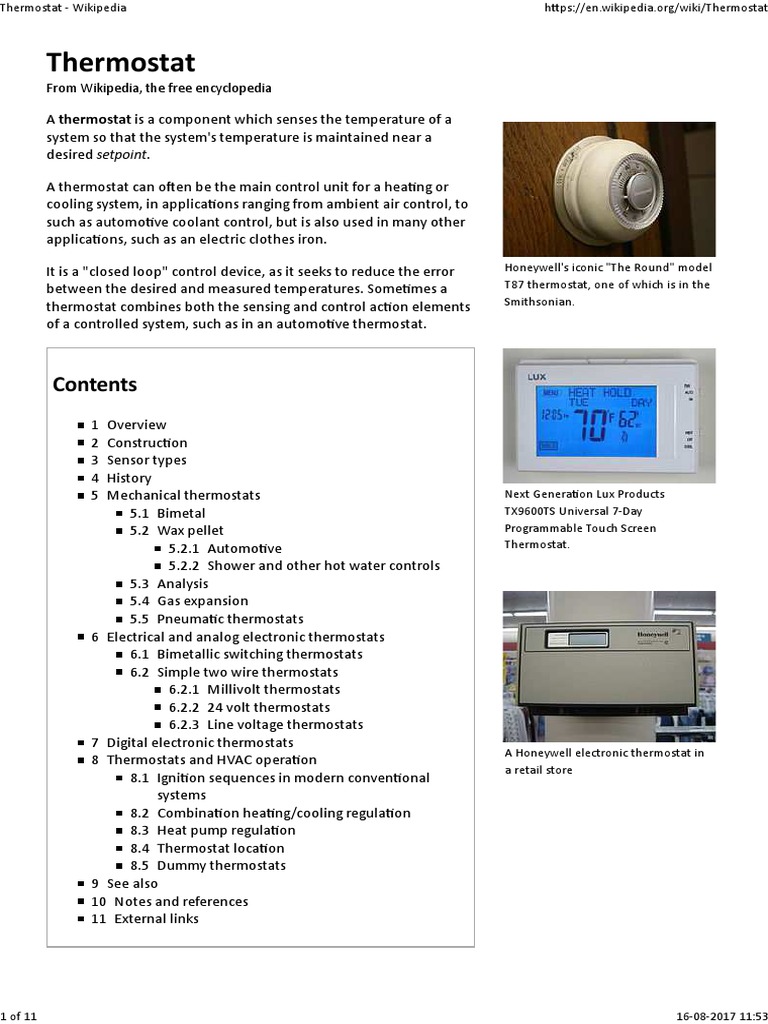 Thermostat - Wikipedia | Thermostat | Home Appliance